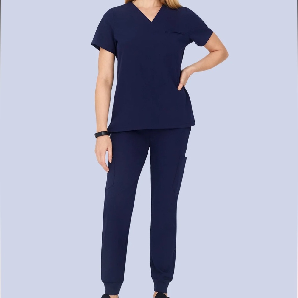 Navy Women's V-Neck Scrub Set - Brand